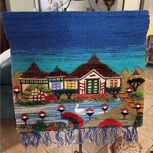 Vintage Handwoven Indian Jute Wall Hanging | Folk Village Textile Art | 75×70 cm